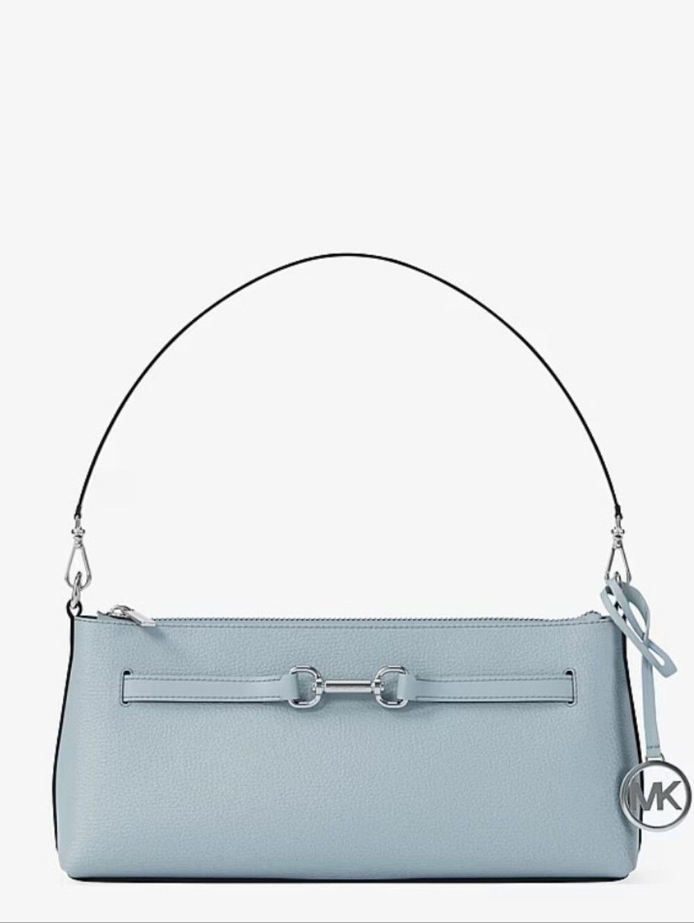 Michael Kors Powder Blue Leather Shoulder Bag with Silver Hardware